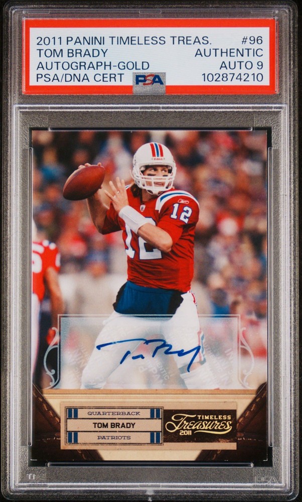 2011 Tom Brady Timeless Treasures Gold Holo Auto 5/5 PSA AUTH 9 #96 Autograph SP