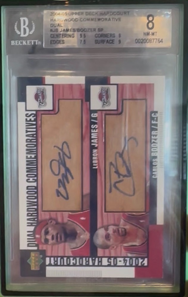 2004-2005 Upper deck hardcourt #JB Lebron James/Carlos boozer Dual Auto PSA 8