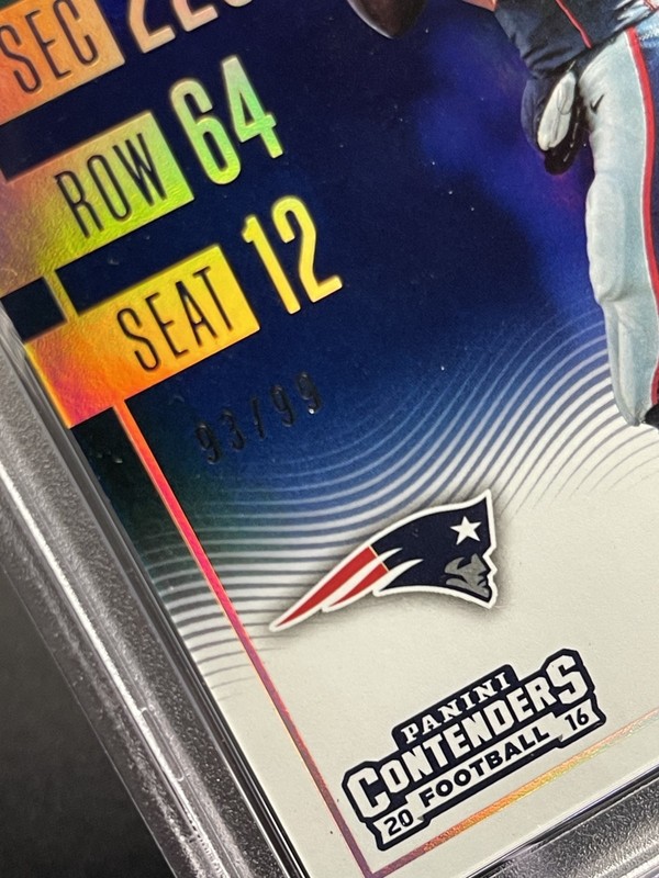 2016 Contenders Tom Brady #58 Championship Ticket 93/99 PSA 9 view 2