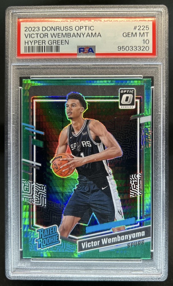 2023-24 Donruss Optic Victor Wembanyama Hyper Green Rated Rookie #225 PSA 10