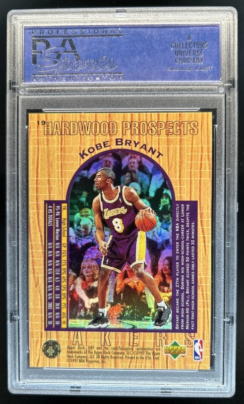 1996-97 Upper Deck UD3 Kobe Bryant Rookie RC #19 Lakers PSA 9 view 2
