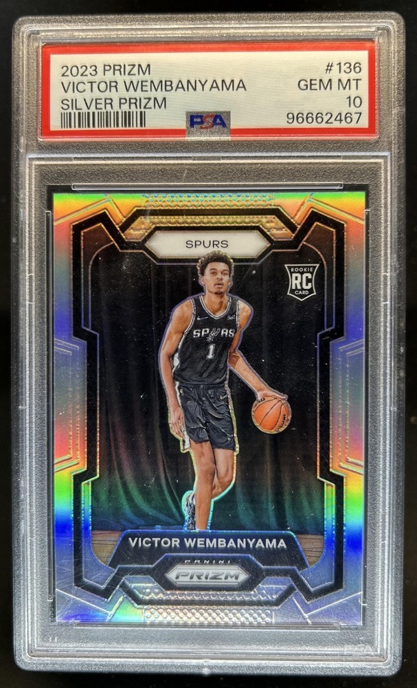 2023-24 Panini Prizm Victor Wembanyama RC Prizm Silver Rookie #136 Spurs PSA 10