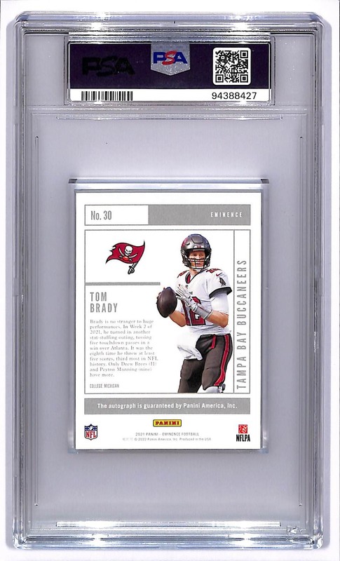 2021 Panini Eminence Tom Brady Proof TB12 Collection #30 PSA / DNA 9 Auto 10 view 2