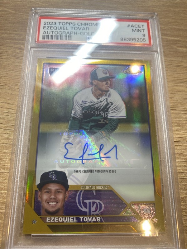 2023 Topps Chrome Update GOLD Ezequiel Tovar /50 Numbered Auto Colorado Rockies view 2