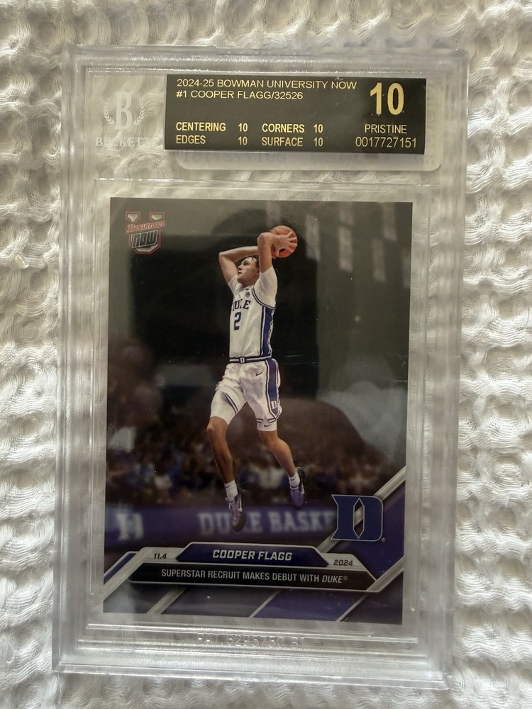2024 Bowman University Now Cooper Flagg ROOKIE #1 BGS 10 PRISTINE, BLACK LABEL