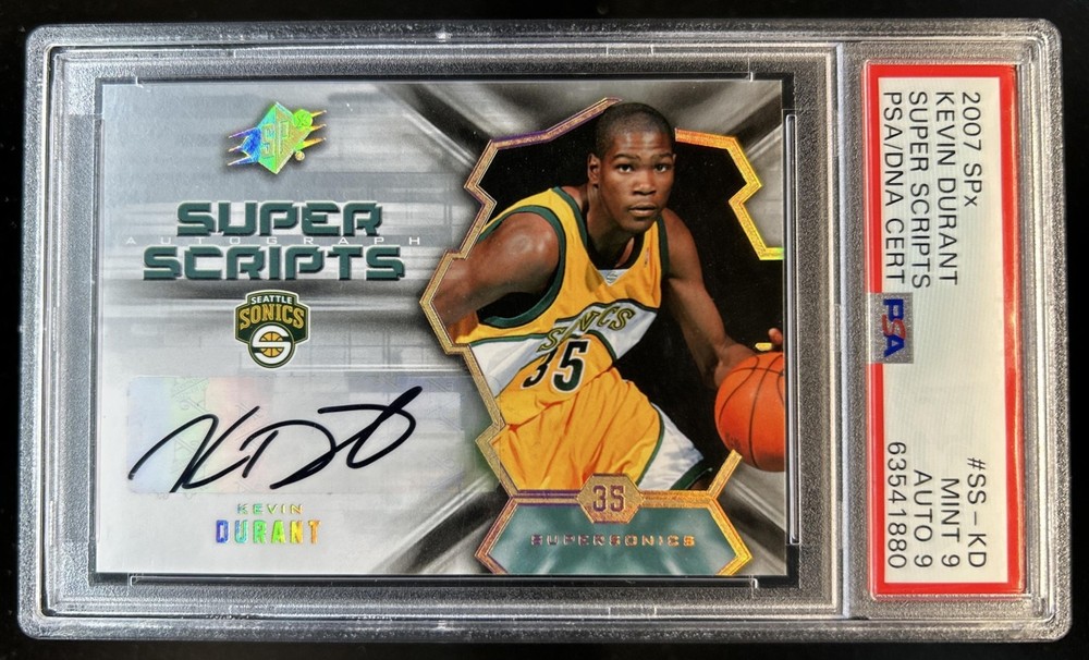 2007-08 SPx Kevin Durant Super Scripts Rookie RC Auto #SS-KD SuperSonics PSA 9