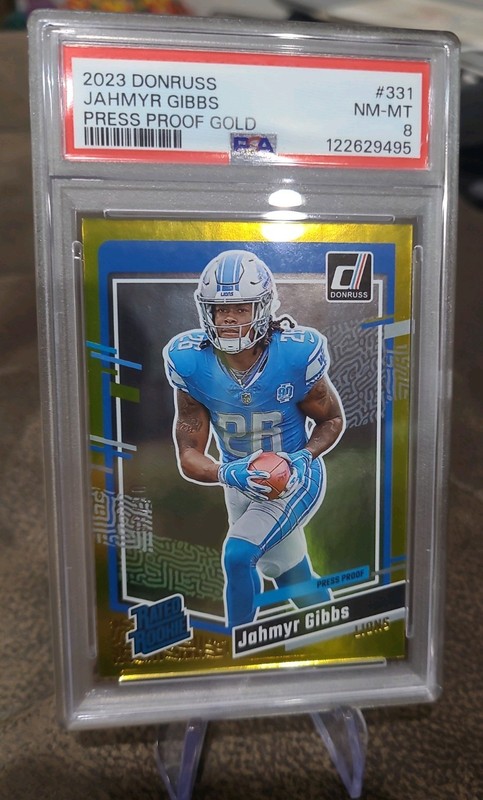 Jahmyr Gibbs 2023 Donruss Press Proof Gold /50 PSA 8 NM-MT 🔥 view 2