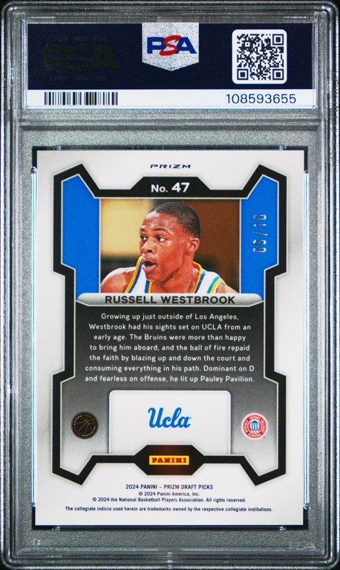 2024 PANINI PRIZM DRAFT PICKS GOLD PRIZM RUSSELL WESTBROOK /10 PSA 9 POP 1 view 2