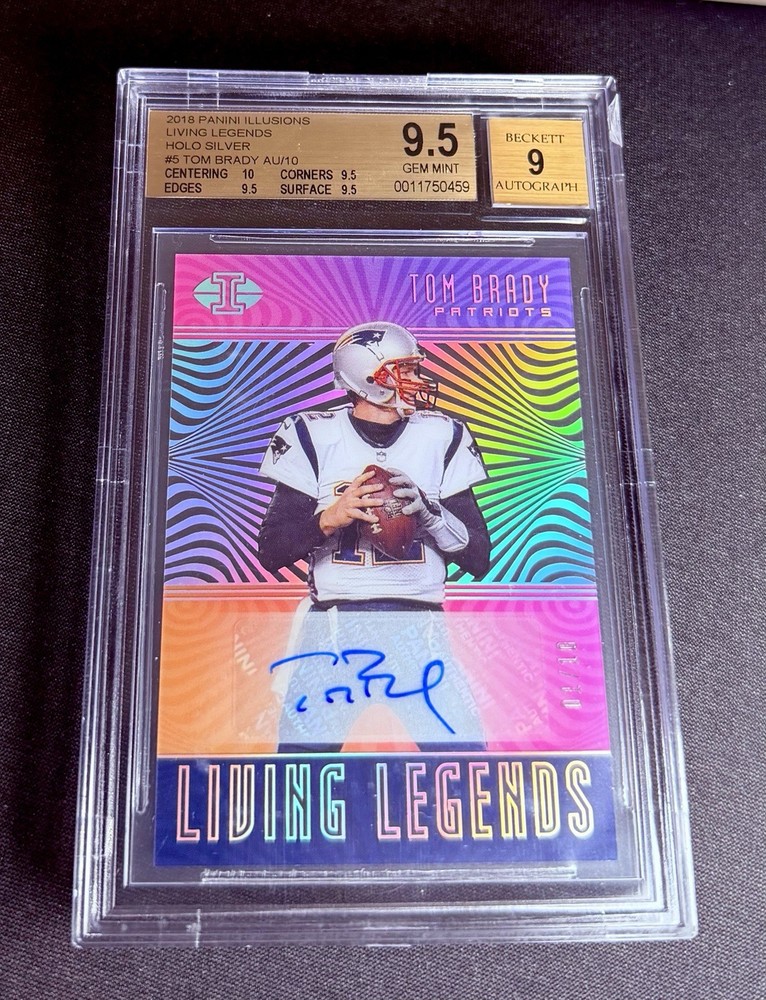 2018 Tom Brady Illusions Living Legends Holo Silver Auto 1/10 BGS 9.5 9 Panini
