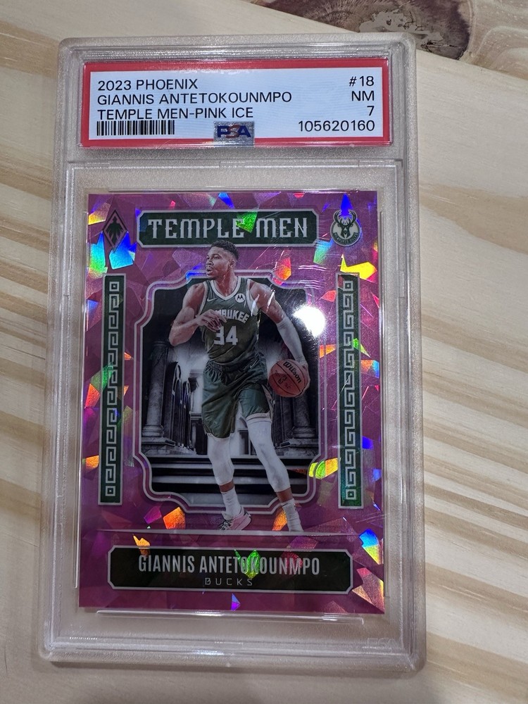 Panini 2023-24 Phoenix Giannis Antetokounmpo Temple Men Pink Ice /25 PSA 7
