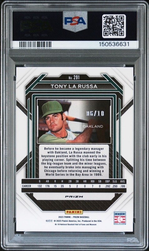 Tony LaRussa Autograph Auto 2023 Panini Prizm GOLD Card #06/10 - PSA 8 Auto 10 view 2