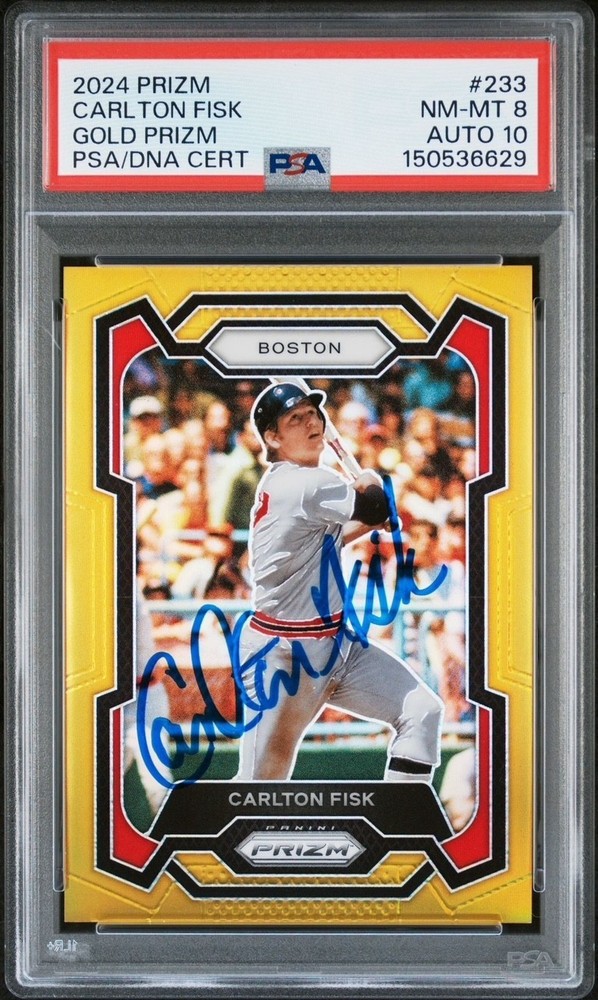 Carlton Fisk Autograph Auto 2024 Panini Prizm GOLD Card #03/10 - PSA 8 Auto 10