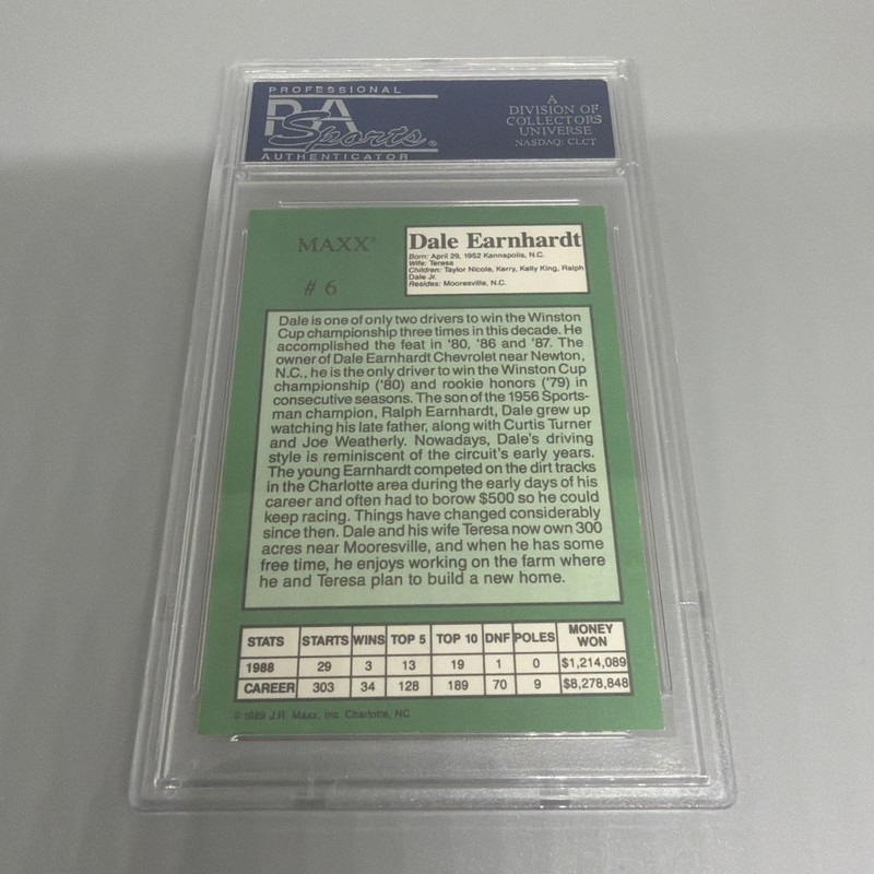 Maxx 1989 Special Crisco Edition Dale Earnhardt #6 Rookie PSA Mint 9 NASCAR Card view 2