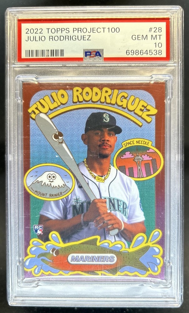 2022-23 Topps Project 100 Julio Rodriguez 2022 RC Rookie #28 Mariners PSA 10