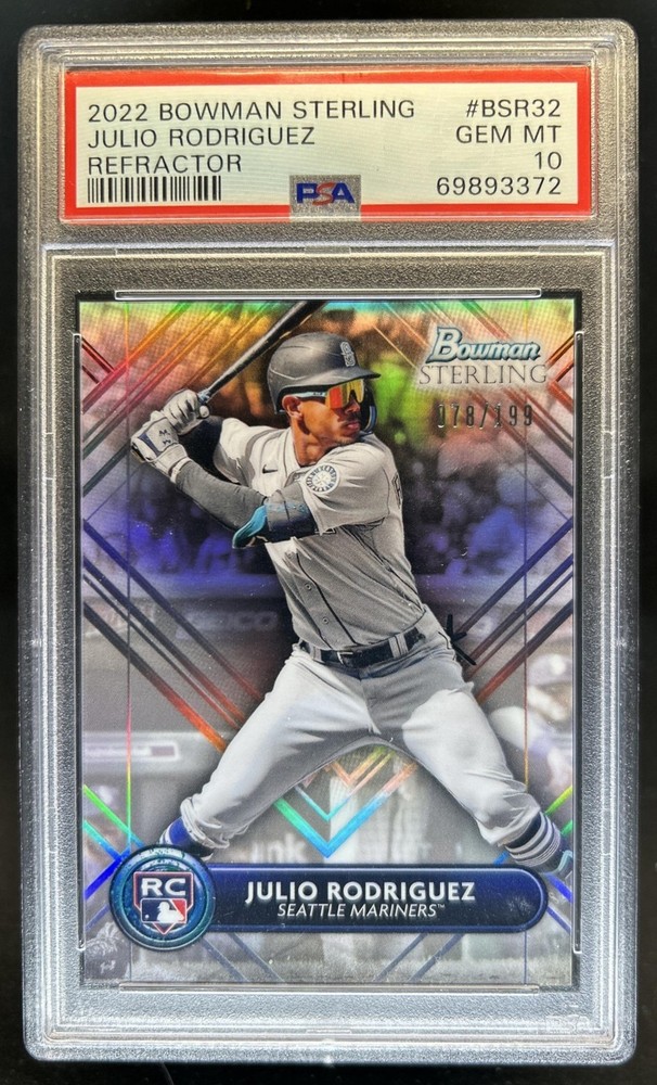 2022 Bowman Sterling Julio Rodriguez RC Refractor Rookie #/199 Mariners PSA 10