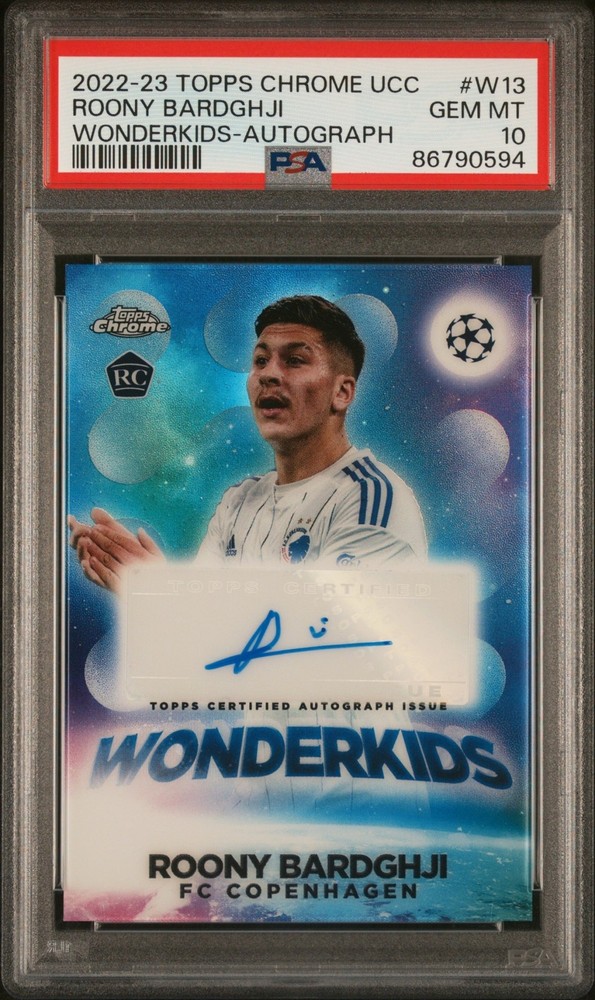 2022 Topps Chrome UEFA UCC Roony Bardghji #W-13 Wonderkids Auto PSA 10