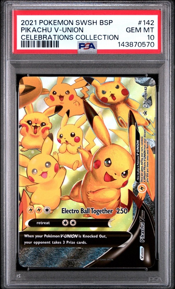 2021 POKEMON SWSH BLACK STAR PROMO #142 PIKACHU V-UNION PSA 10