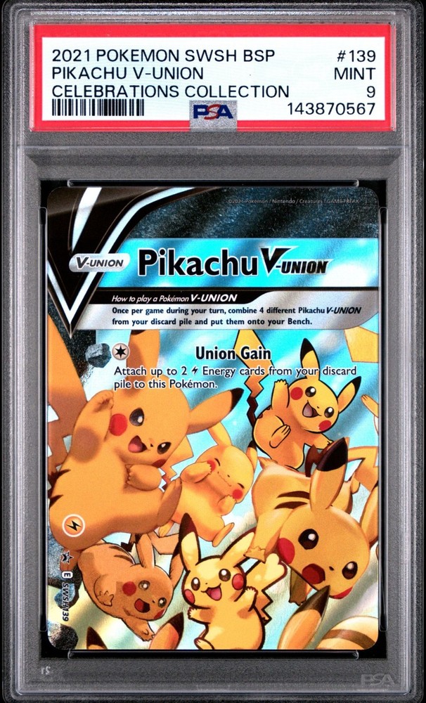 2021 POKEMON SWSH BLACK STAR PROMO #139 PIKACHU V-UNION PSA 9