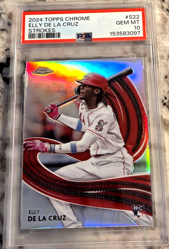 ELLY DE LA CRUZ 2024 Topps Chrome {STROKES REFRACTOR} Rookie RC; PSA 10 GEM MT*