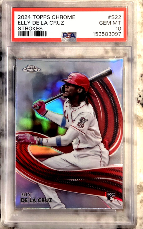 ELLY DE LA CRUZ 2024 Topps Chrome {STROKES REFRACTOR} Rookie RC; PSA 10 GEM MT* view 2