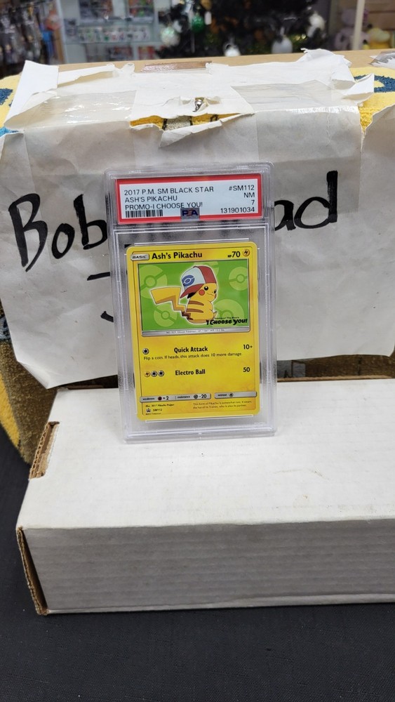 2017 ASH'S PIKACHU I CHOOSE YOU! BLACK STAR PROMO POKEMON TCG PSA 7 #SM112