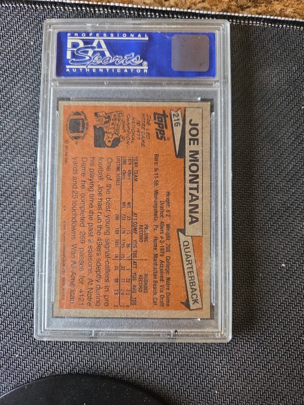PSA 3 1981 TOPPS JOE MONTANA #216 RC 49ers ROOKIE PSA 3 view 2
