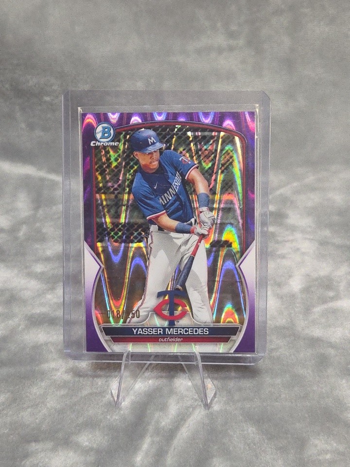 2023 Bowman Chrome Yasser Mercedes Purple Ray Wave 18 /250 Twins Rookie Prospect