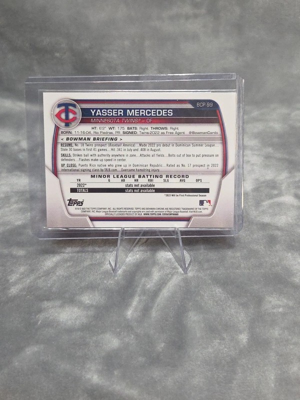 2023 Bowman Chrome Yasser Mercedes Purple Ray Wave 18 /250 Twins Rookie Prospect view 2