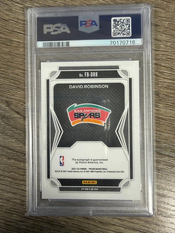 2021-22 Panini Prizm - Fast Break Autographs David Robinson #FB-46 (AU) PSA 10 view 2