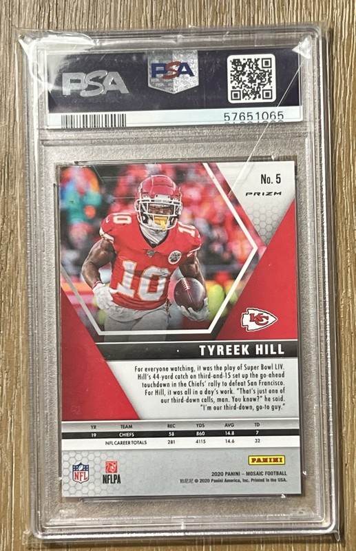2020 Panini Mosaic Tyreek Hill Genesis Prizm SSP Chiefs #5 PSA 10 view 2