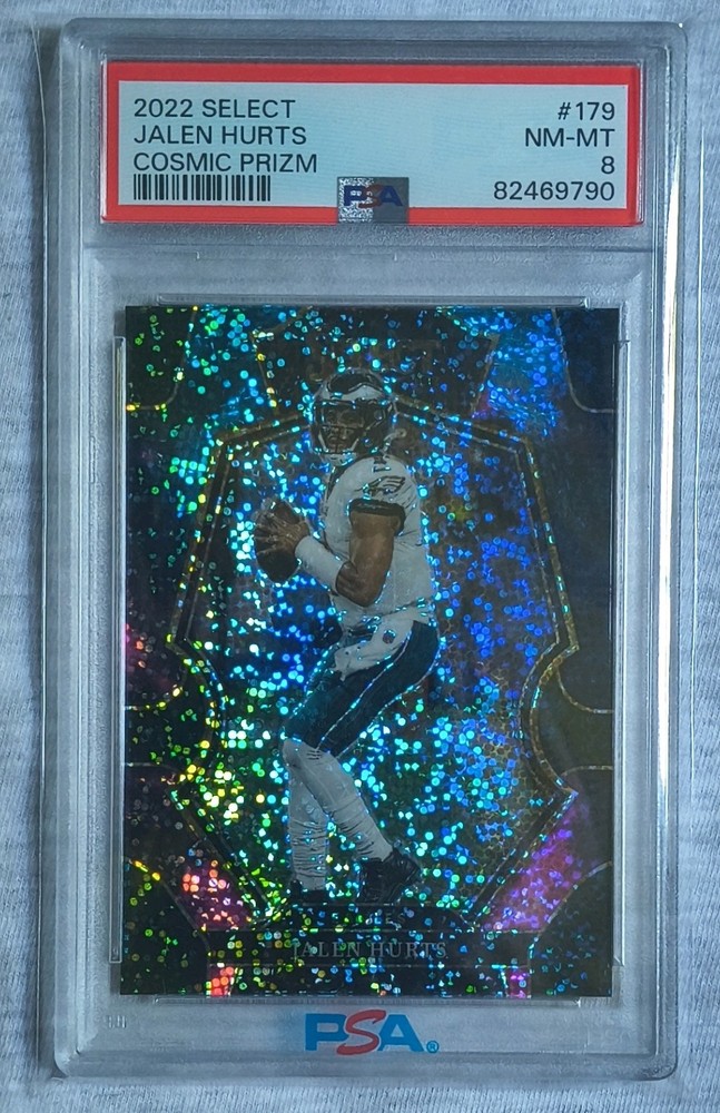 Panini 2022 Select Jalen Hurts Premier Level #179 Cosmic Prizm Eagles PSA 8 🔥🔥