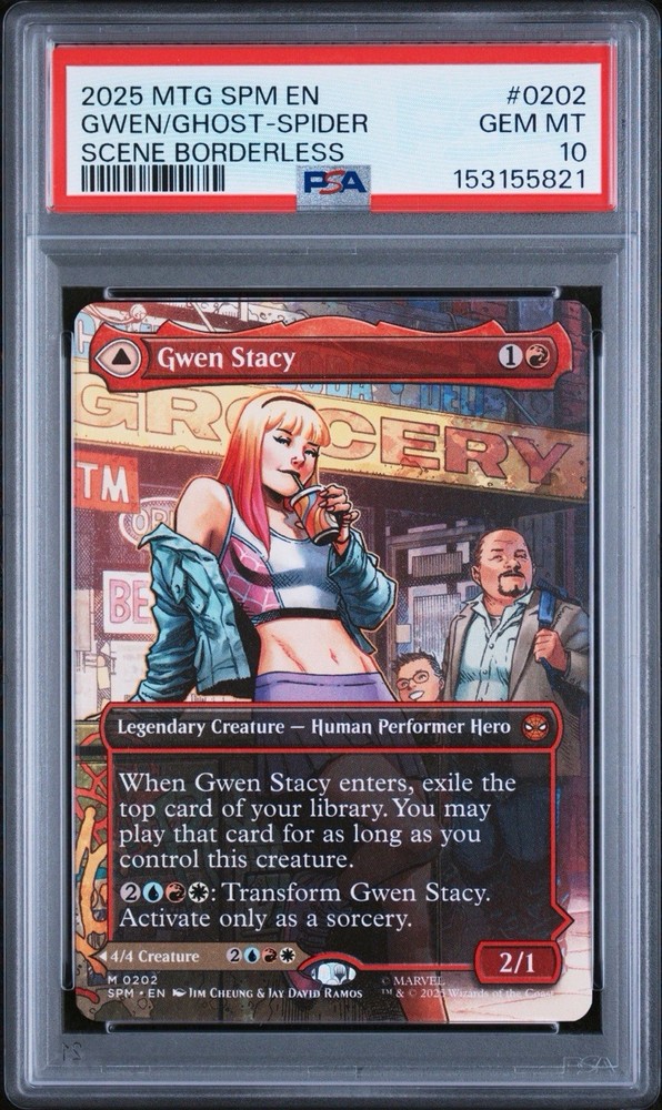 Gwen/Ghost-Spider 2025 MTG Marvel's Spider-Man #0202 Scene Borderless PSA 10