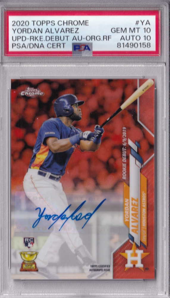 2020 Topps Chrome Update YORDAN ALVAREZ #/25 Orange RC Auto PSA 10/10 Astros