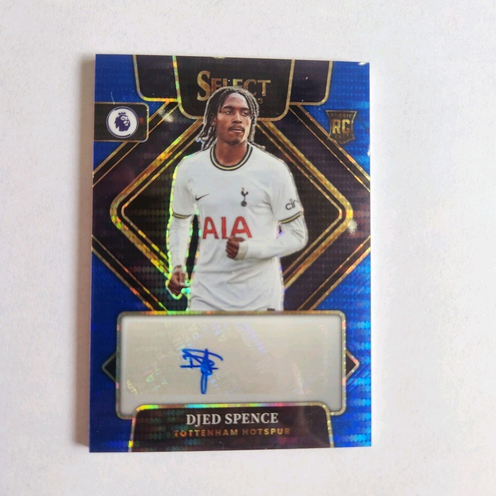 2022-23 Panini Select Premier League DJED SPENCE Rookie RC Auto Blue Pulsar SP
