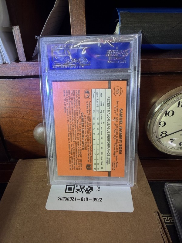 1990 Donruss Sammy Sosa #489 (RC) PSA 10 view 2