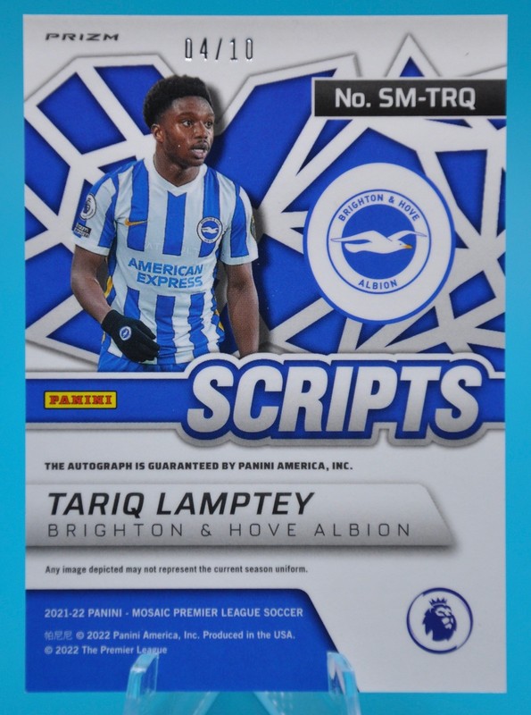 2021-22 Mosaic Premier League Tariq Lamptey Scripts Auto Gold Mosaic Prizm /10 view 2
