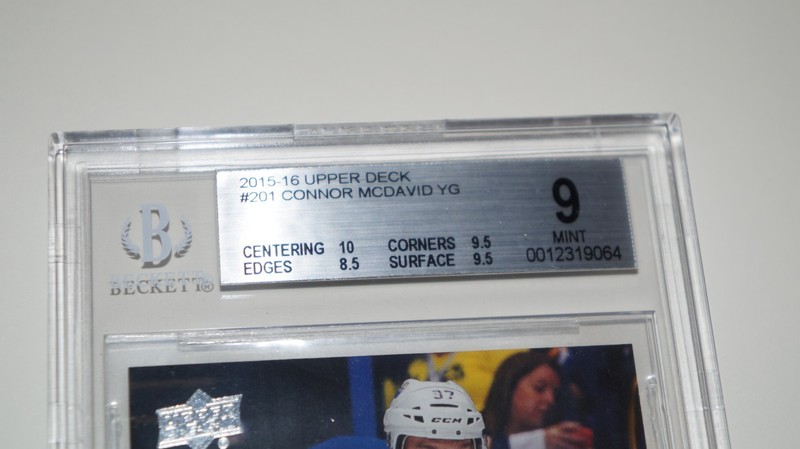 2015 UPPER DECK #201 CONNOR MCDAVID YOUNG GUNS RC ROOKIE PSA 9 view 2