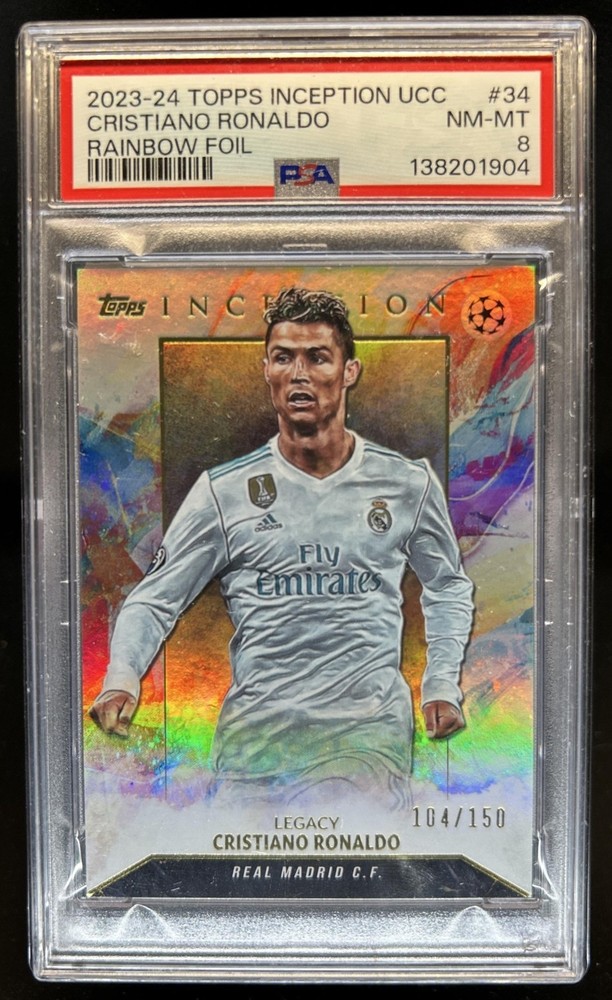 2023-24 Topps Inception UEFA Cristiano Ronaldo Rainbow #/150 Real Madrid PSA 8