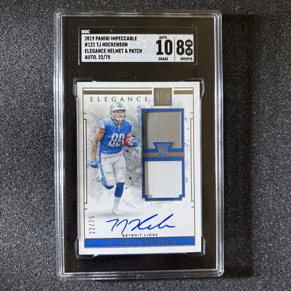 2019 T.J. Hockenson Impeccable Elegance Auto RC Helmet & Patch Dual /75 SGC 10/8