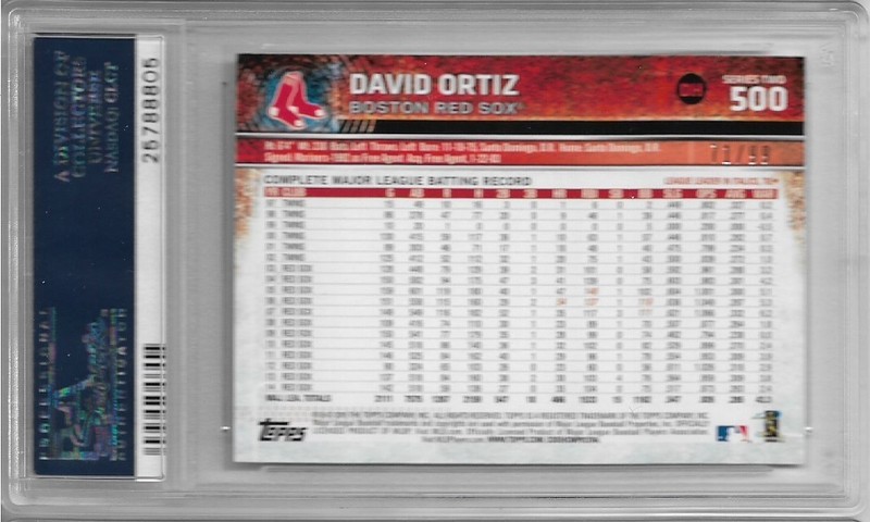 2015 Topps David Ortiz #500 Snow Camo Parallel #'d /99 PSA 10 Gem Mint POP 1 view 2