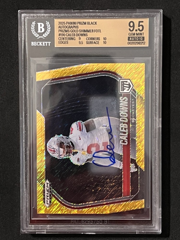 2025 Prizm Black FOTL Caleb Downs GOLD Shimmer Auto /10 BGS 9.5 GEM MINT