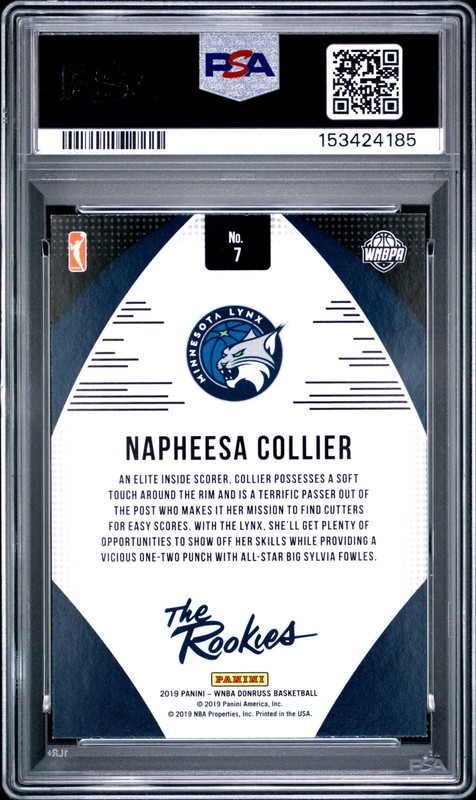 2019 Donruss WNBA Napheesa Collier THE ROOKIES SP RC #7 PSA 7 Near Mint Lynx! view 2