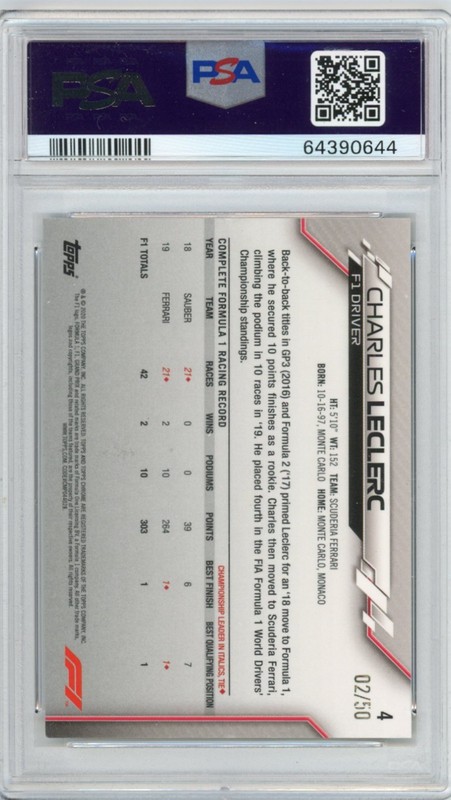 Charles Leclerc 2020 Topps Chrome Formula 1 Gold /50 PSA 8 #4 F1 Rookie RC view 2