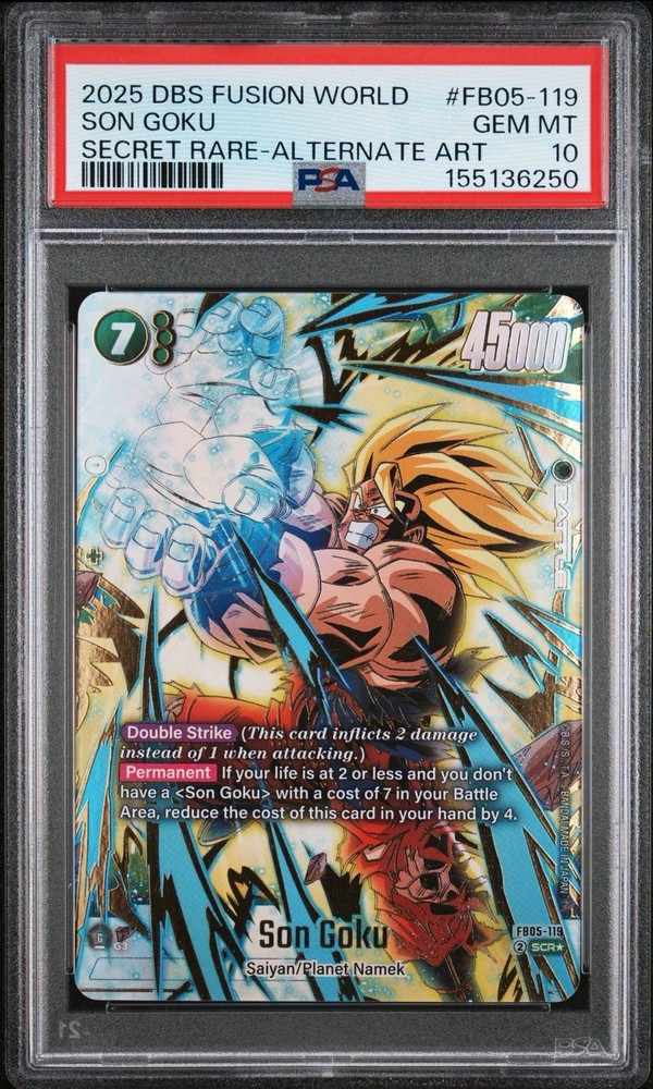 Dragon Ball Super DBS FB05-119 Son Goku Secret Rare SCR Alternate Art PSA 10