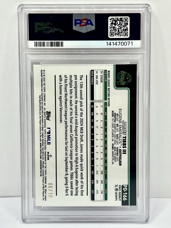 2025 Topps Pro Debut 6/10 Red Foil James Tibbs III Rookie PSA 10 Gem Mint Pop 1 view 2