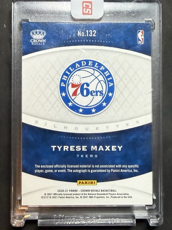 2020-21 Crown Royale Rookie Silhouettes Tyrese Maxey /199 RC Patch Auto RPA view 2