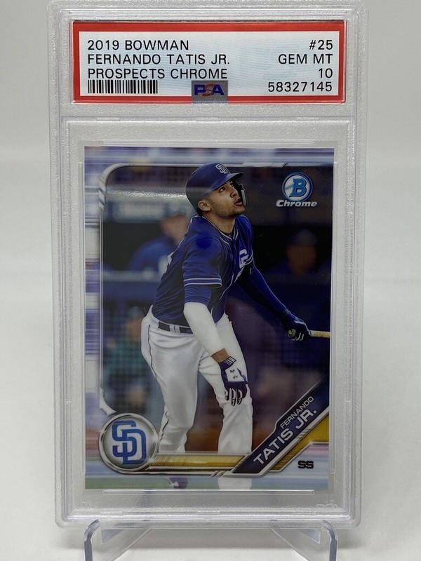 2019 Bowman Chrome #25 Fernando Tatis Jr. Rookie Card - PSA 10 view 2