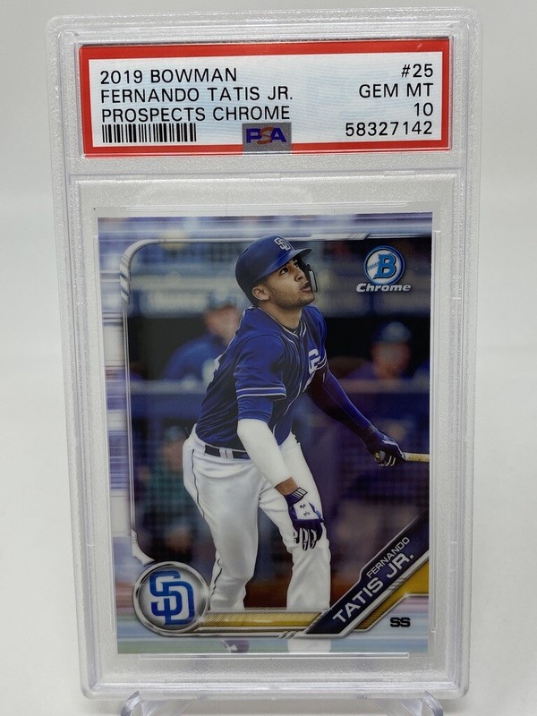 2019 Bowman Chrome #25 Fernando Tatis Jr. Rookie Card - PSA 10 view 2
