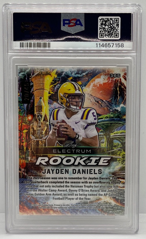 2024 Leaf Electrum RC Jayden Daniels XRC PSA 9 Washington Commanders NFL 20/45 view 2