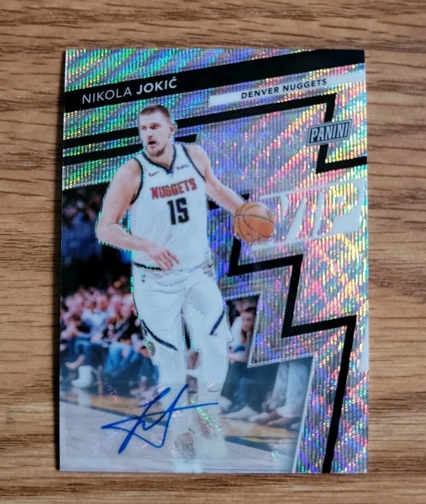 2025 National Panini Gold Pack VIP Nikola Jokic Silver Wave Prizm Auto 10/10